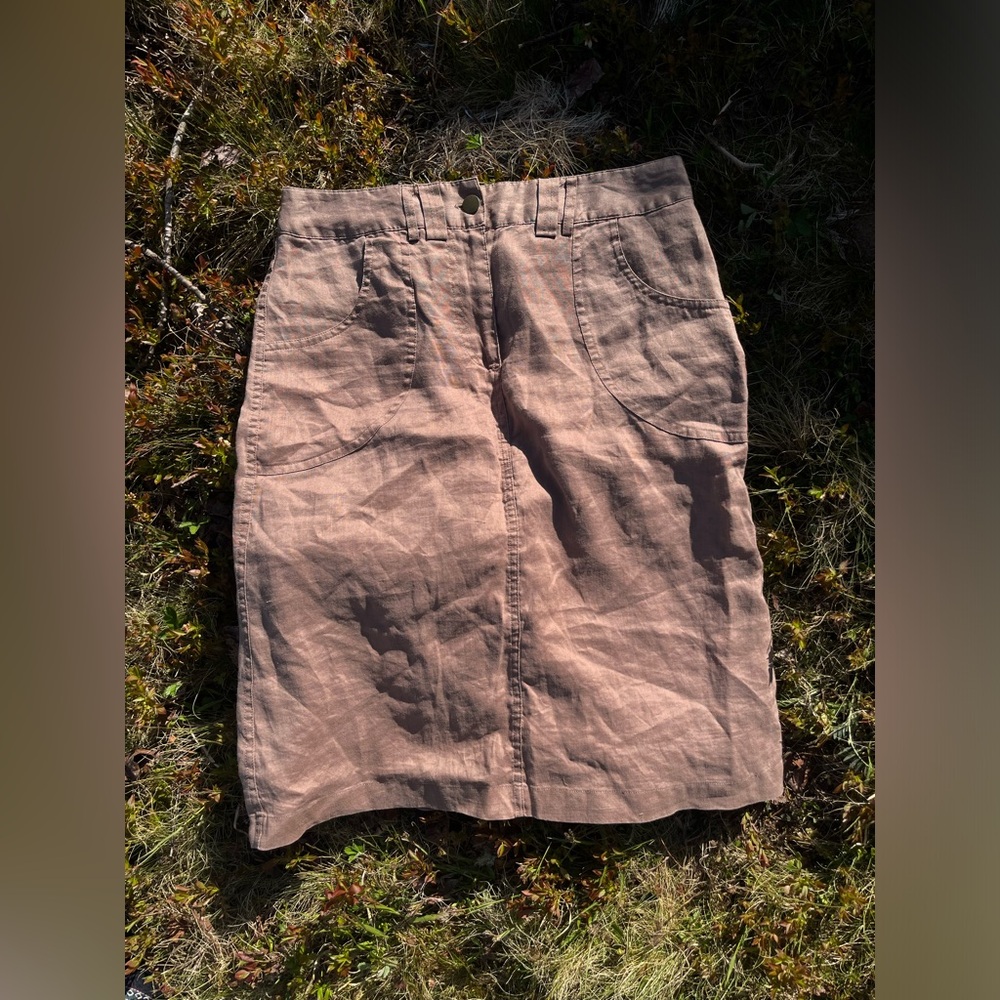 vintage linen Y2K midi pencil skirt